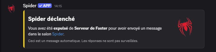 Exemple de message privé envoyé à un membre